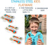 Kids Utensils Toddler Silverware Set x 3 - Stainless Steel Fork Spoon with Travel Case. Metal Cutlery for 1 2 3 4 years old Baby Boy Girl, Round Handle for Lunch-Box, 6 Pieces Orange Blue by kinsho