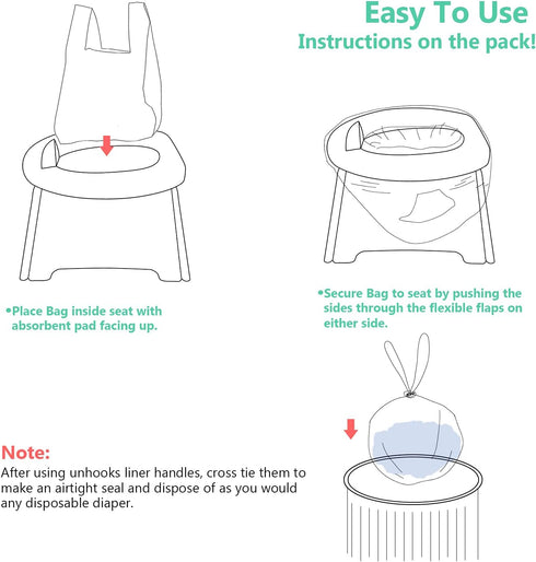 sundee 30 Pack Potty Chair Liners, Portable Disposable Potty Liner Bags for Universal Potty Training Toilet Seat