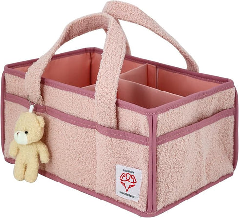 Bebe Bundle Diaper Caddy Organizer for Changing Table Nursery Storage Basket for Wipes, Diapers, Toys Portable Car