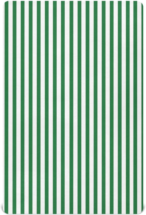 Jihqo Green White Stripes Crib Sheets for Boys Girls Soft Breathable Mini Crib