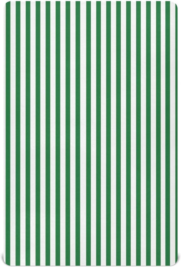 Jihqo Green White Stripes Crib Sheets for Boys Girls Soft Breathable Mini Crib