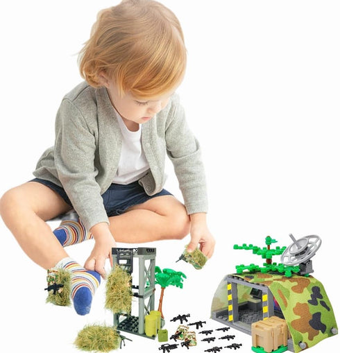 Modern Military Building Block Toys, Camouflage Tent Command Center Set with Accessories for Kids Age 8-14
