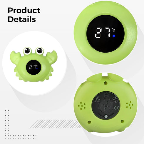 Kronabelle Green Crab Floating Bath Thermometer, Waterproof LCD Display for Tub with Fast Temp Response