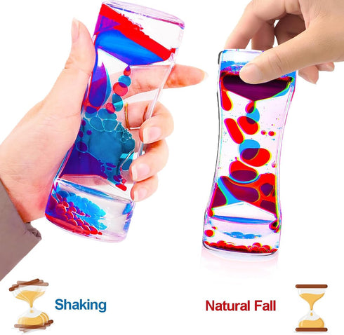 12 Pack SUNPROUND Liquid Motion Bubbler Sensory Toys, Liquid Timer Desktop Colorful Hourglass Liquid Bubbler, Small