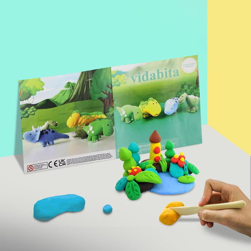 vidabita Air Dry Clay Dinosaur Crafts Kit - Build 4 Dinosaurs with Air Dry Modeling Clay