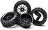 JIUWU 4pcs RC 1:10 Rubber Tires Car Crossing Wheels Rims Hex 12MM Black