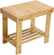 KKTONER Bamboo Step Stool with Storage Shower Bench with Shelf Foot Stool