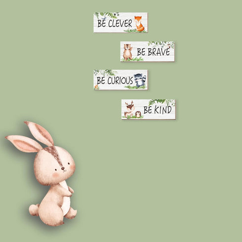 CloverKoi 4 Woodland Nursery Decor for Boys Girls, Safari Nursery Decor, Jungle Theme Nursery Decor for Teen Boys Kids