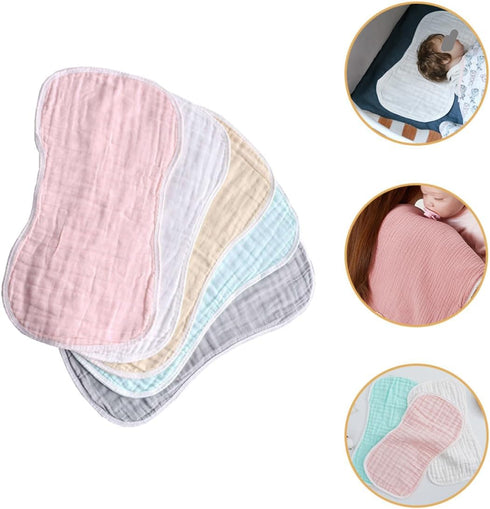 PERSELOSO 5pcs Multipack Burp Cloths Newborn Cotton Washcloths Soft Absorbent Feeding Burping Rags for Babies Spit-up