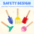 MEIDAYAI 5 8'' Set Beach Toys, Pcs Kids Garden Tools, Children Beach Sand Toys Gardening with Sturdy Wooden Handle