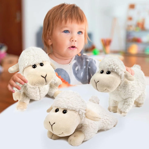 Tiny Heart Lamb Stuffed Animal, 3 Pcs Cute Plush Toy for Nursery Home Decor, Small Gift for Kids (White)