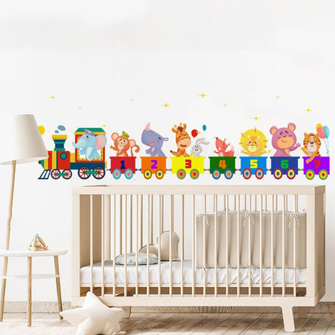 Cute Animal Train Wall Decals for Kids' Rooms - Perfect for Nurseries and Playrooms