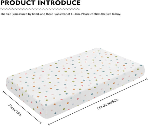 JEPFEIXIA 28"x52" Colorful Polka Dot Fitted Crib Sheet for Boys Girls Beautiful Watercolor Pastel Spots Baby Sheet