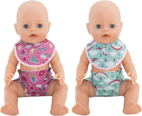 20 14-18 Inch SOTOGO Pieces Doll Diapers Dolls Underwear Doll Bibs for Dolls
