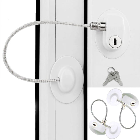 Fridge Lock with Key, Mini Refrigerator Door Lock, Baby Proofing Child Safety Lock with Strong Adhesive, 2-Pack