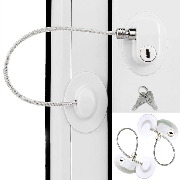 Fridge Lock with Key, Mini Refrigerator Door Lock, Baby Proofing Child Safety Lock with Strong Adhesive, 2-Pack