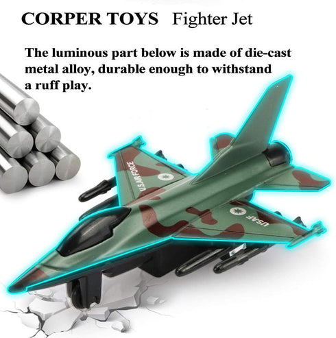 CORPER TOYS Airplane Toys Set, Die Cast Metal Military Fighter Jets, Pullback Plane Model, Pack of 4