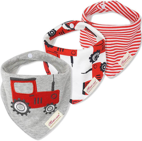 JN&LULU 3-Pack Organic Cotton Baby Bandana Drool Bibs for Teething and Drooling, Baby Gifts