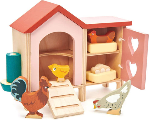Tender Leaf Toys - Chicken Coop - 9 Pcs Miniature Henhouse Farm