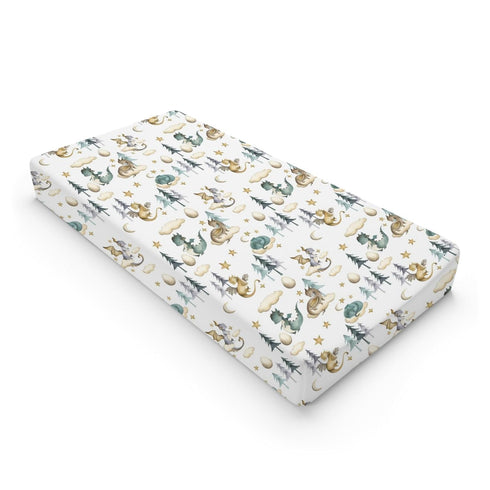 Watercolor Cute Dragon Fairy Tale Changing Pad Cover for Baby Boy, Soft Stretchy Safe Snug Fitted Diaper Change Table