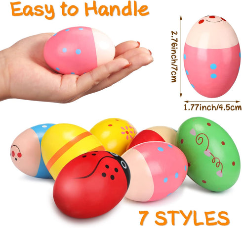 28 Zhanmai Pcs Easter Wooden Shakers Eggs Musical Maracas Egg Percussion Instruments Stocking Stuffers for Toddlers