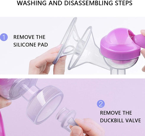 JADE KIT Manual Breast Pump, Adjustable Suction Silicone Hand Pump for Breastfeeding, Purple