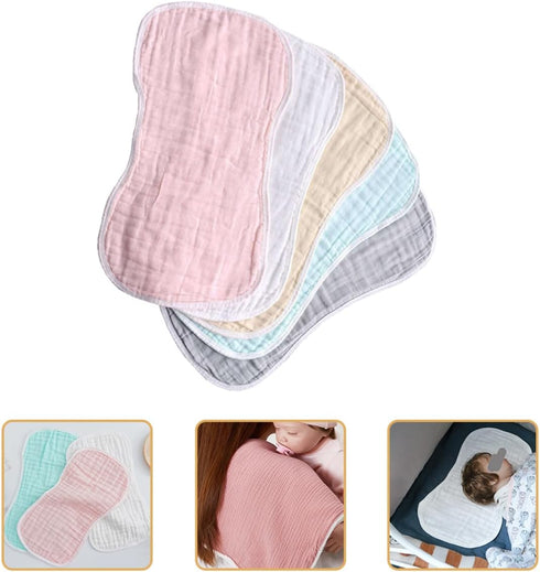 HEALSOPTHY 5Pcs Burp Cloths Newborn Cotton Burping Cloths Soft Absorbent Feeding Washcloths for Boys