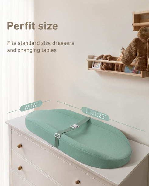 3216, Contoured Changing Pad with Soft & Washable Cover, Waterproof Lining Foam Baby Changing Table Pads for Dresser