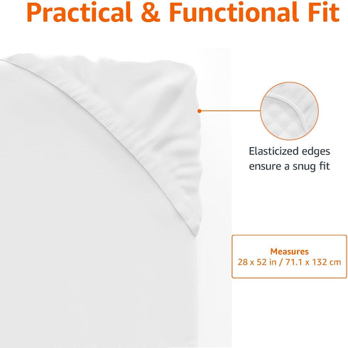 100% 28 52 Inches, Amazon Basics Cotton Jersey Knit Fitted Crib Sheet for Boys and Girls, fits Standard Crib