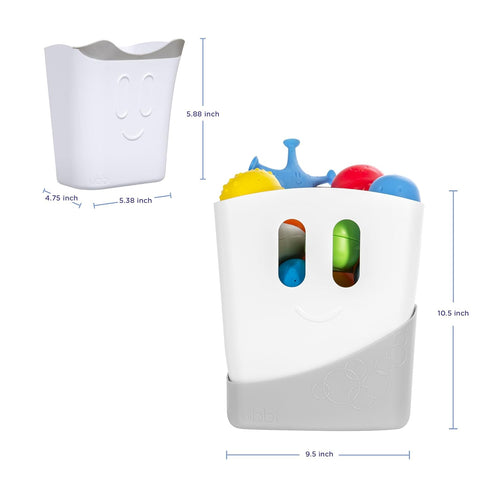 10 1 1 Ubbi Bath Toy & Drying Bin Bundle, Includes Bath Toys, Hair Rinse Cup and Gray Toy Drying Bin, Infant