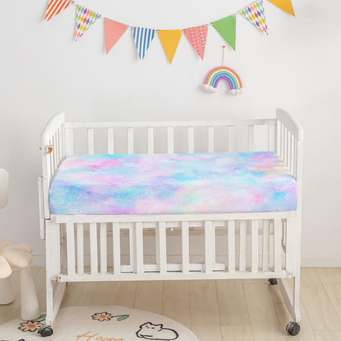Datura home Set, 3-Piece Crib Bedding Nursery Crib Bundle with Comforter, Crib Sheet & Skirt, Watercolor Butterfly