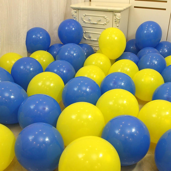 50 Pcs 12inch Yellow and Blue Balloons for Birthday & Wedding Parties