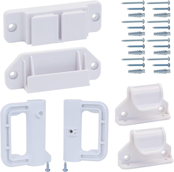 Retractable Baby Gates Extra Wide Baby Gate Replacement Parts Kit, Full Set Wall Mount Accessories, White