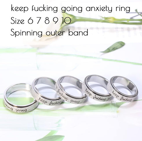 6 7 8 9 10 Initial Fidget Spinner Anxiety Ring for Women Fidget Ring Women Men Keep Going Mens Ring Spinning Ring