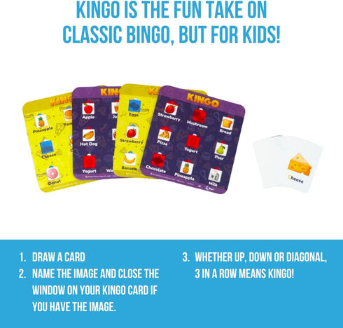 Regal Games Kingo Foods Edition Bingo Game for Kids - Fun Educational Learning for Preschool & Kindergarten - Phonics
