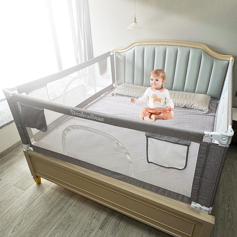 DEALNASTAR 72" 28 Bed Rail for Toddlers and Kids, Adjustable Safety Bed Guard with Height Gears,Universal Bedside Rail