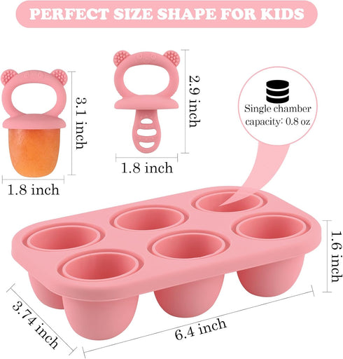 Frozen Moukiween Toddler Popsicle Molds Baby Food Storage Containers Suitable for Fresh Fruit Puree and Yogurt Ice