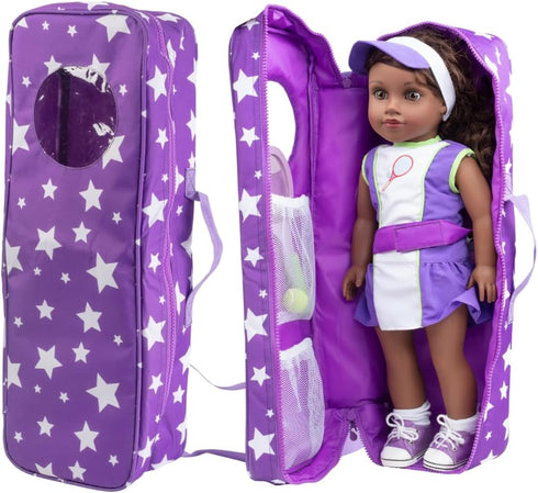 Doll Storage Carrying Case - 2 Pack Combo for 18" Dolls, Organizer with Clear Window and Carrying Strap