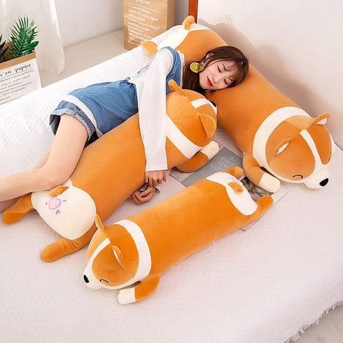 120cm Plush Long Corgi Toy, Cute Soft Stuffed Animal Corgi Doll, Kids Plush Pillow Gift for Kids and Girls (Yellow)