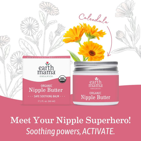Earth Mama Nipple Butter & Diaper Balm | Nipple Cream & Organic Skincare for Baby | Breastfeeding & Postpartum