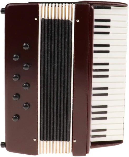 Dselvgvu Miniature Accordion with Case, Collectible Musical Instrument Replica for Dollhouse Decoration (Red)