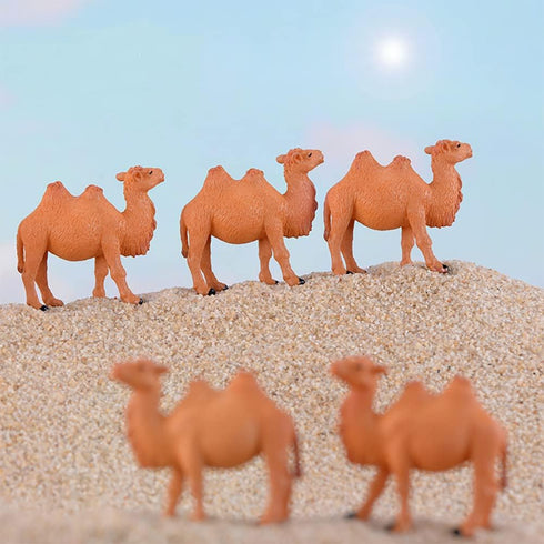 Hand Painted Camel Figurines, Miniature Animal Statue for Cake Toppers, Moss Landscape Decoration (20pcs)