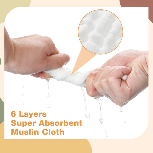 30 Pack 6 Reginary White Muslin Bibs Bulk for Boy Girl Muslin Baby Bibs Adjustable Layers Cotton Bandana Soft Absorbent