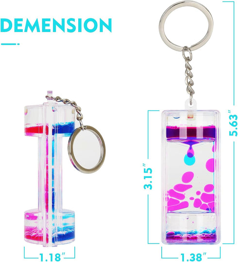 FKYTION Liquid Motion Bubbler Key Chain, Pack of 8 Colorful Hourglass Calming Relaxing Toys