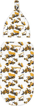 Broiteid Set Construction Machinery Excavator Truck Tractor Newborn Swaddle Blanket Baby Stuff Baby Blanket with Beanie