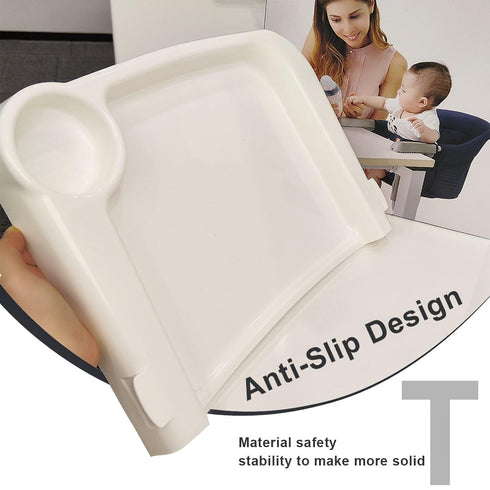 Fast Dining Tray for Hook on High Chair, Removable and Easy to Carry, Non-Slip Space Saver, White