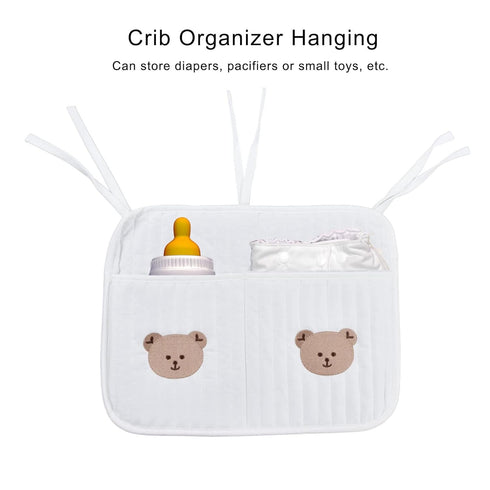 Multi Pocket Cotton Crib Organizer - Little Bear Large