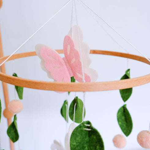Pink and White Butterfly Crib Mobile - Charming Nursery Decoration