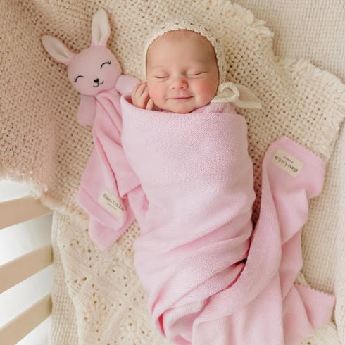 Set Set, Baby Gift - Organic Cotton Newborn Blanket and Lovey Security Blanket Thoughtful Baby Shower & New Baby Gift