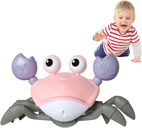 Crawling Crab Baby Toy, Fantastic Creatures Infant Sensory Tummy Time Toys for Learning to Crawl (Pink)